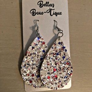 Glitter Red White & Blue Earrings